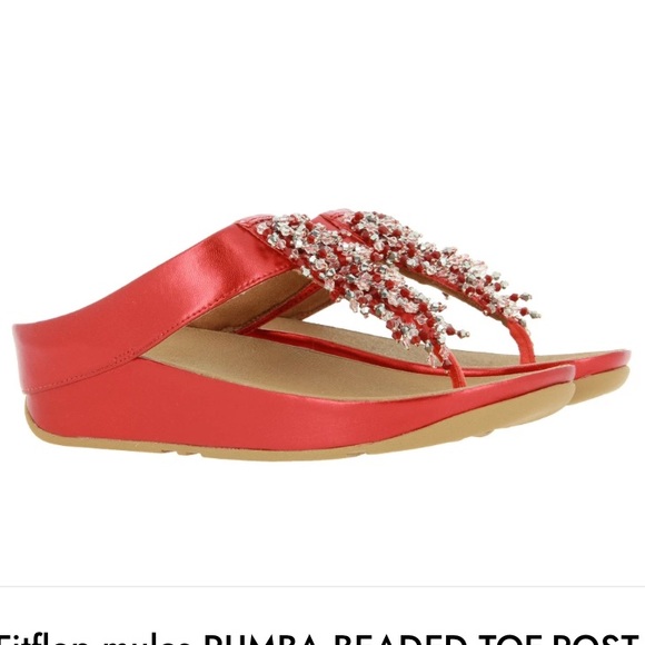 NEW Fitflop Red Cherry Rumba Valentines Embellished Sandals cha Cha Limited ED - Picture 8 of 13